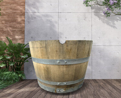 Weinfass aus Holz - runder Pflanzenkübel Durchmesser 70 cm